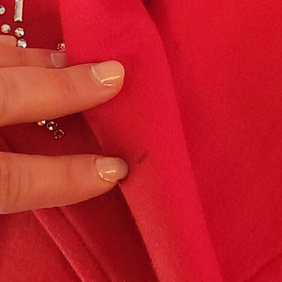 Vintage Red Wool Structured Jacket with Silver Embellishments - Picture 15 of 15